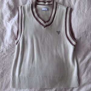 TNA Cream and Brown Knit Vest